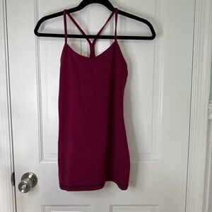 Lululemon Athletica Pink Striped Tank Top with built in bra size 6